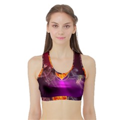 Flame Heart Smoke Love Fire Sports Bra With Border