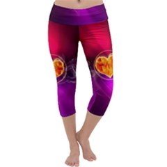 Flame Heart Smoke Love Fire Capri Yoga Leggings