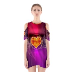 Flame Heart Smoke Love Fire Shoulder Cutout One Piece Dress by HermanTelo