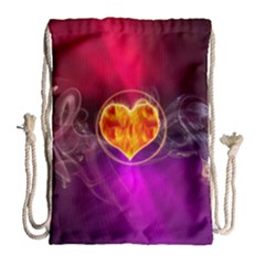 Flame Heart Smoke Love Fire Drawstring Bag (large)