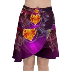 Flame Heart Smoke Love Fire Chiffon Wrap Front Skirt