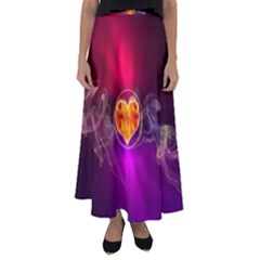 Flame Heart Smoke Love Fire Flared Maxi Skirt by HermanTelo