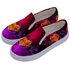 Flame Heart Smoke Love Fire Kids  Canvas Slip Ons by HermanTelo