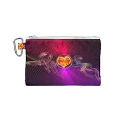 Flame Heart Smoke Love Fire Canvas Cosmetic Bag (small)