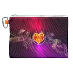 Flame Heart Smoke Love Fire Canvas Cosmetic Bag (xl) by HermanTelo