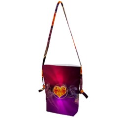 Flame Heart Smoke Love Fire Folding Shoulder Bag by HermanTelo