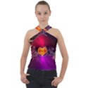 Flame Heart Smoke Love Fire Cross Neck Velour Top View1