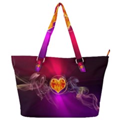 Flame Heart Smoke Love Fire Full Print Shoulder Bag by HermanTelo