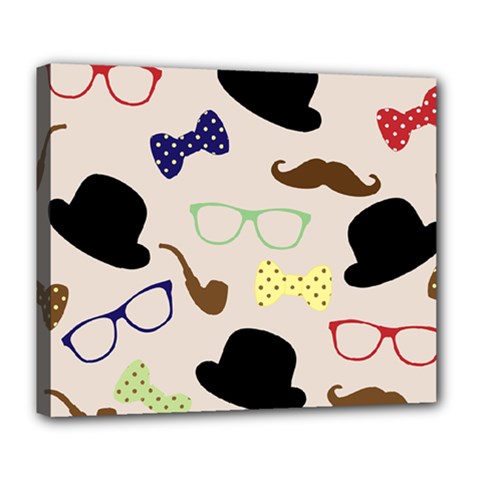 Moustache Hat Bowler Deluxe Canvas 24  X 20  (stretched)