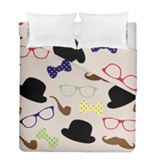 Moustache Hat Bowler Duvet Cover Double Side (full/ Double Size)