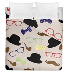 Moustache Hat Bowler Duvet Cover Double Side (queen Size)