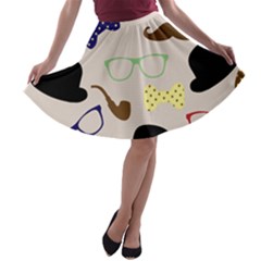 Moustache Hat Bowler A-line Skater Skirt by HermanTelo