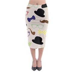 Moustache Hat Bowler Midi Pencil Skirt