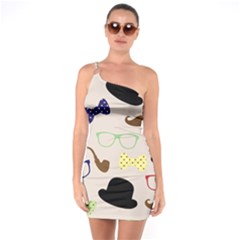 Moustache Hat Bowler One Soulder Bodycon Dress