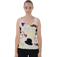 Moustache Hat Bowler Velvet Tank Top