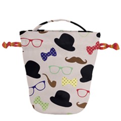 Moustache Hat Bowler Drawstring Bucket Bag