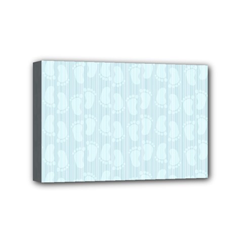 Footprints Pattern Paper Scrapbooking Blue Mini Canvas 6  X 4  (stretched)