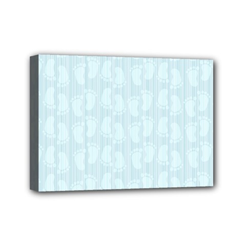 Footprints Pattern Paper Scrapbooking Blue Mini Canvas 7  X 5  (stretched)