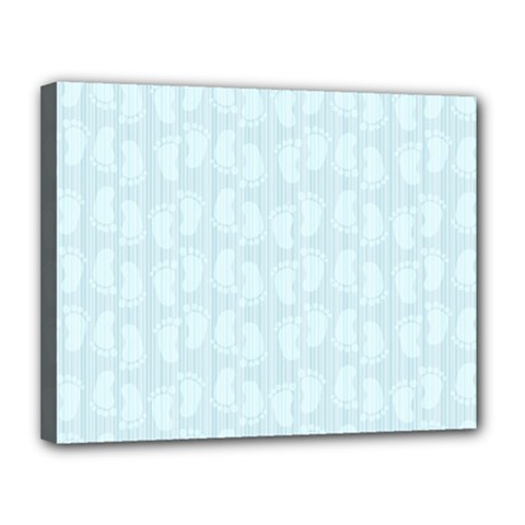 Footprints Pattern Paper Scrapbooking Blue Canvas 14  X 11  (stretched) by HermanTelo