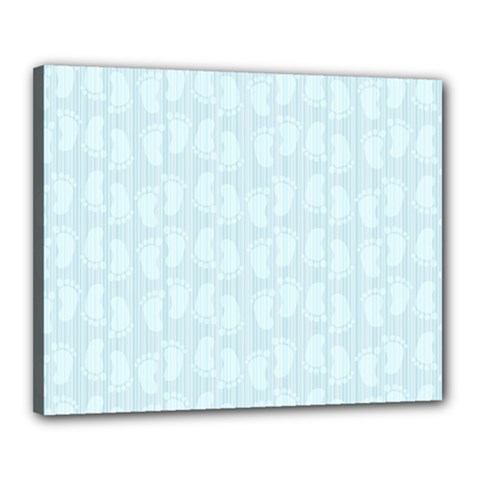 Footprints Pattern Paper Scrapbooking Blue Canvas 20  X 16  (stretched)