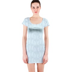 Footprints Pattern Paper Scrapbooking Blue Short Sleeve Bodycon Dress