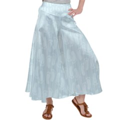 Footprints Pattern Paper Scrapbooking Blue Satin Palazzo Pants by HermanTelo