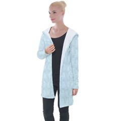 Footprints Pattern Paper Scrapbooking Blue Longline Hooded Cardigan by HermanTelo