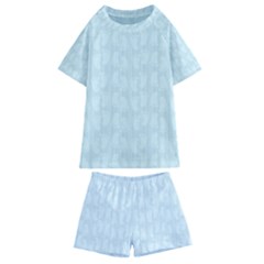 Footprints Pattern Paper Scrapbooking Blue Kids  Swim Tee And Shorts Set by HermanTelo