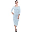 Footprints Pattern Paper Scrapbooking Blue Quarter Sleeve Midi Velour Bodycon Dress View1