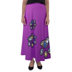 Footprints Paw Animal Track Foot Flared Maxi Skirt