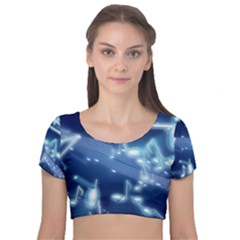 Music Sound Musical Love Melody Velvet Short Sleeve Crop Top 