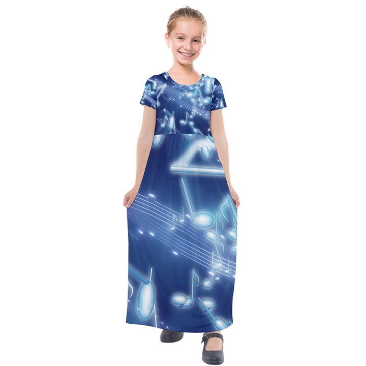 Music Sound Musical Love Melody Kids  Short Sleeve Maxi Dress