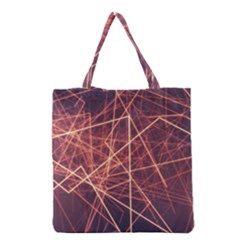 Light Fiber Black Fractal Art Grocery Tote Bag by HermanTelo