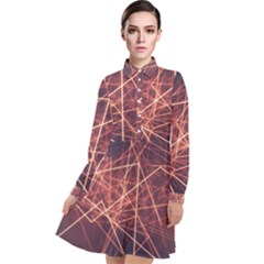 Light Fiber Black Fractal Art Long Sleeve Chiffon Shirt Dress by HermanTelo