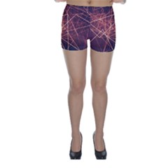 Light Fiber Black Fractal Art Skinny Shorts