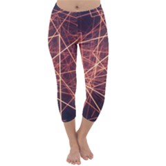 Light Fiber Black Fractal Art Capri Winter Leggings 