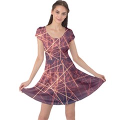 Light Fiber Black Fractal Art Cap Sleeve Dress