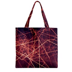 Light Fiber Black Fractal Art Zipper Grocery Tote Bag