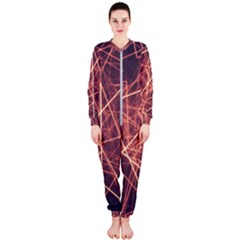 Light Fiber Black Fractal Art Onepiece Jumpsuit (ladies)  by HermanTelo