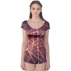 Light Fiber Black Fractal Art Boyleg Leotard 