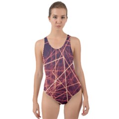 Light Fiber Black Fractal Art Cut-out Back One Piece Swimsuit