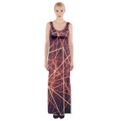 Light Fiber Black Fractal Art Maxi Thigh Split Dress