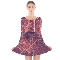 Light Fiber Black Fractal Art Long Sleeve Velvet Skater Dress by HermanTelo