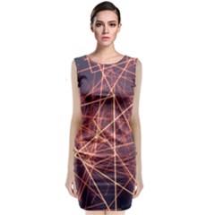 Light Fiber Black Fractal Art Classic Sleeveless Midi Dress