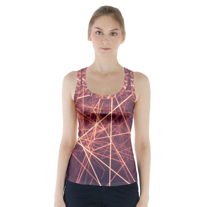 Light Fiber Black Fractal Art Racer Back Sports Top