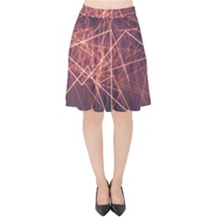 Light Fiber Black Fractal Art Velvet High Waist Skirt by HermanTelo