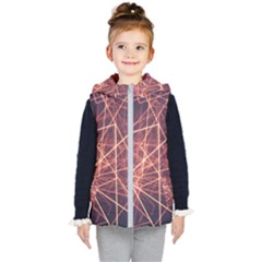 Light Fiber Black Fractal Art Kids  Hooded Puffer Vest