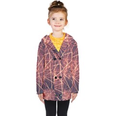 Light Fiber Black Fractal Art Kids  Double Breasted Button Coat