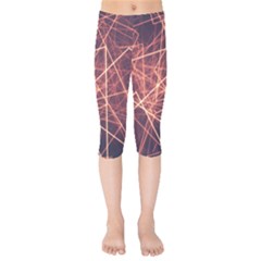 Light Fiber Black Fractal Art Kids  Capri Leggings 