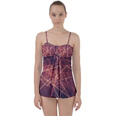 Light Fiber Black Fractal Art Babydoll Tankini Set